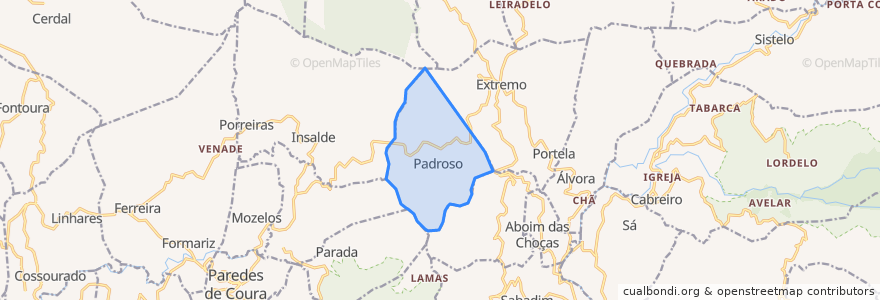 Mapa de ubicacion de Padroso.