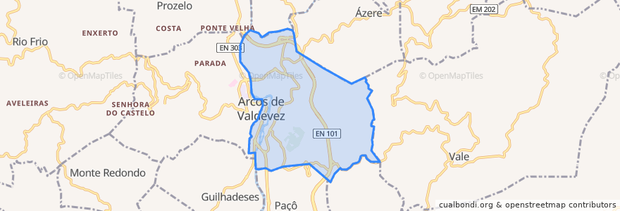 Mapa de ubicacion de Arcos de Valdevez (São Paio) e Giela.