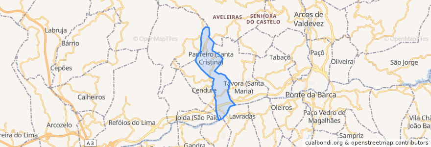 Mapa de ubicacion de Padreiro (Salvador e Santa Cristina).