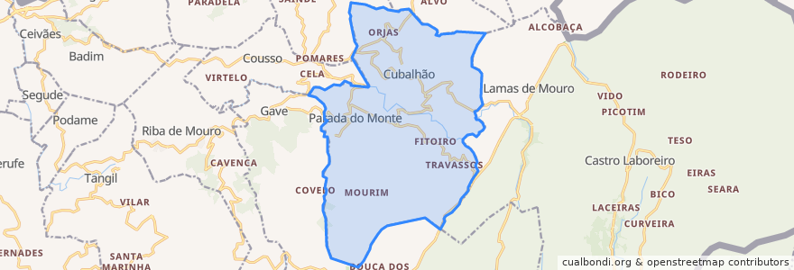 Mapa de ubicacion de Parada do Monte e Cubalhão.