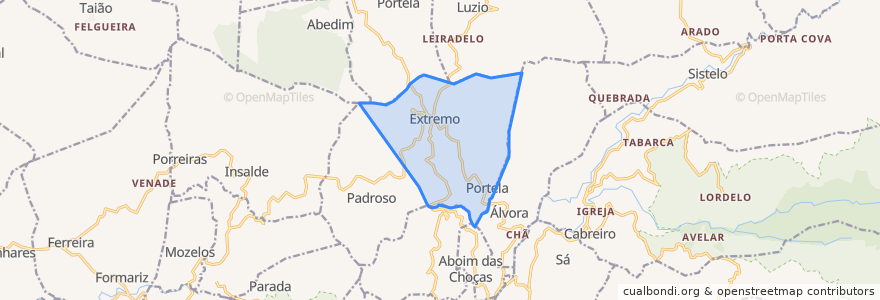 Mapa de ubicacion de Portela e Extremo.