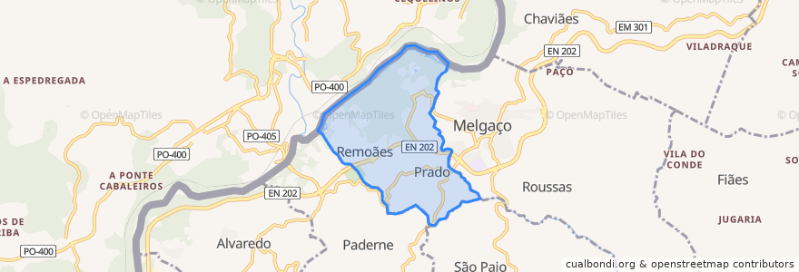 Mapa de ubicacion de Prado e Remoães.