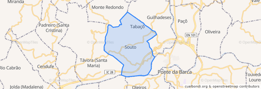 Mapa de ubicacion de Souto e Tabaçô.