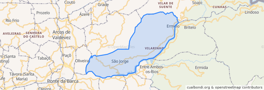 Mapa de ubicacion de São Jorge e Ermelo.