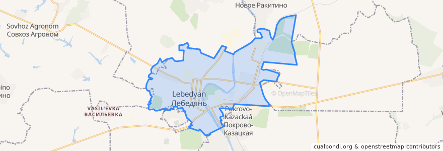 Mapa de ubicacion de городское поселение Лебедянь.