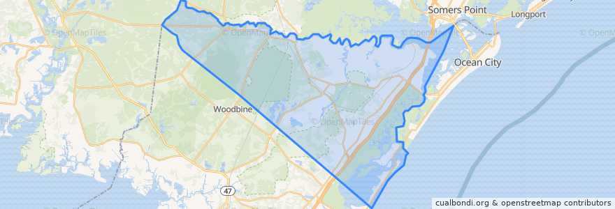 Mapa de ubicacion de Upper Township.