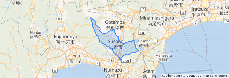 Mapa de ubicacion de 裾野市.