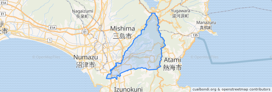 Mapa de ubicacion de 函南町.