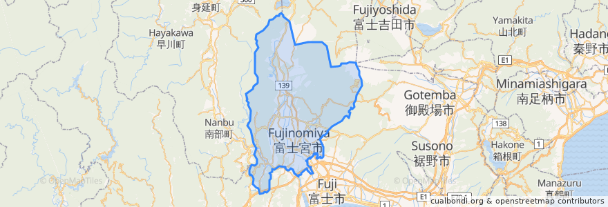 Mapa de ubicacion de Fujinomiya.