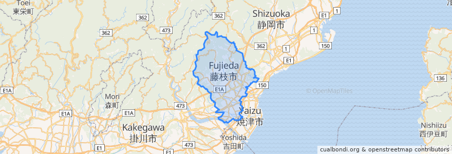 Mapa de ubicacion de 藤枝市.