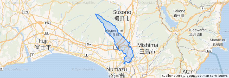 Mapa de ubicacion de Nagaizumi.