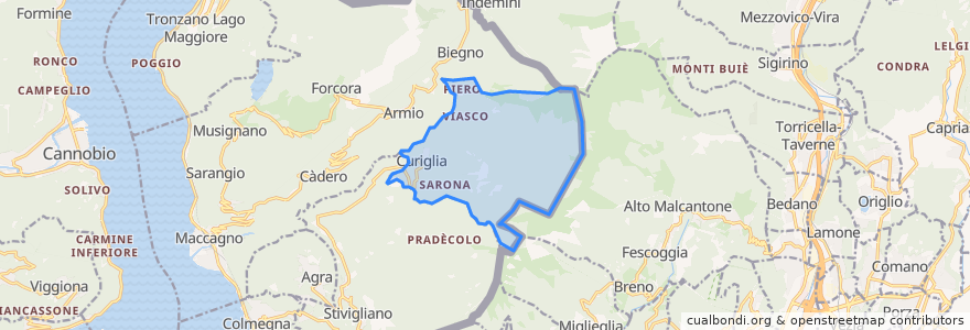 Mapa de ubicacion de Curiglia con Monteviasco.