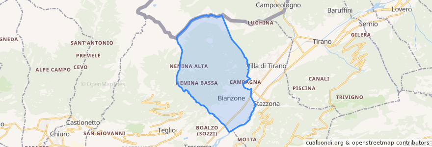 Mapa de ubicacion de Bianzone.