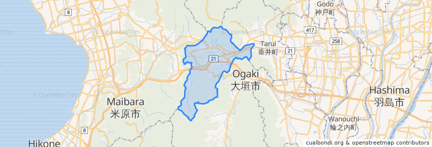 Mapa de ubicacion de 関ケ原町.