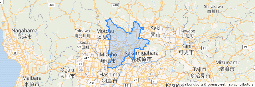 Mapa de ubicacion de 岐阜市.