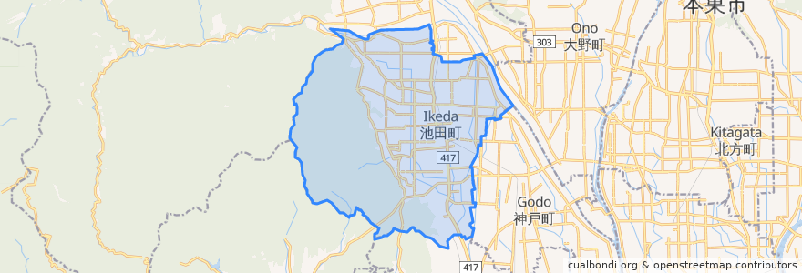 Mapa de ubicacion de 池田町.