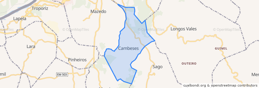 Mapa de ubicacion de Cambeses.