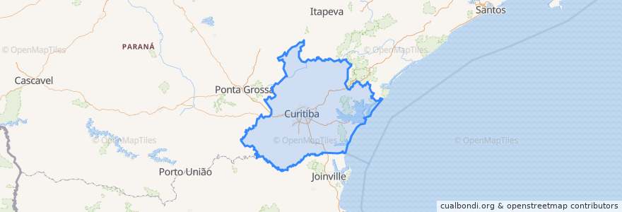 Mapa de ubicacion de Região Geográfica Intermediária de Curitiba.