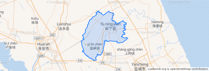 Mapa de ubicacion de 阜宁县.