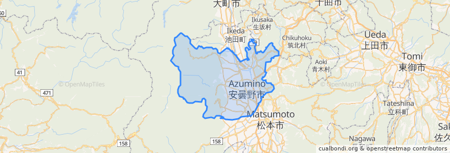 Mapa de ubicacion de 安曇野市.