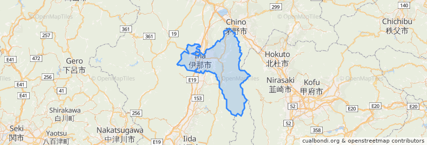 Mapa de ubicacion de 伊那市.