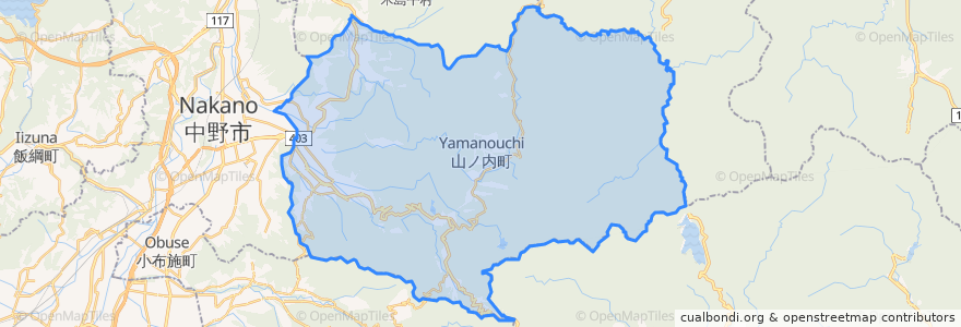 Mapa de ubicacion de 山ノ内町.