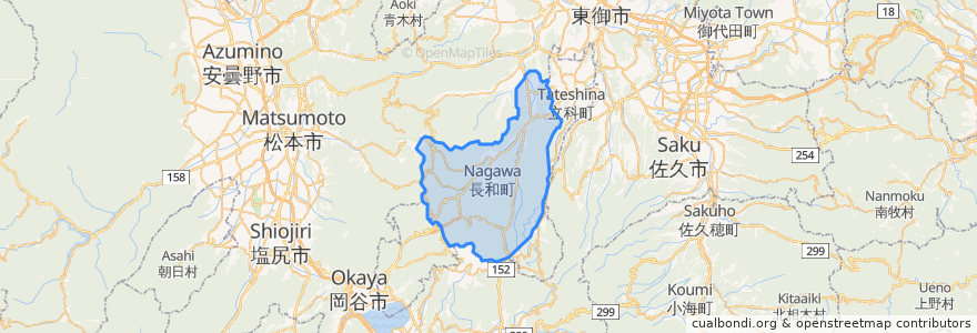 Mapa de ubicacion de 長和町.