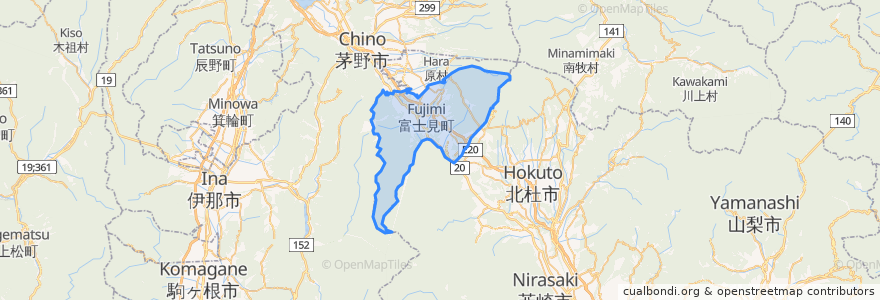 Mapa de ubicacion de 富士見町.