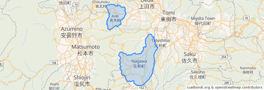 Mapa de ubicacion de 小県郡.