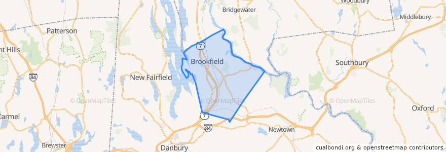 Mapa de ubicacion de Brookfield.