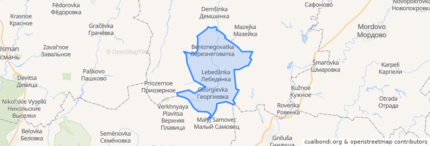 Mapa de ubicacion de Березнеговатский сельсовет.