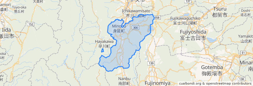 Mapa de ubicacion de 身延町.