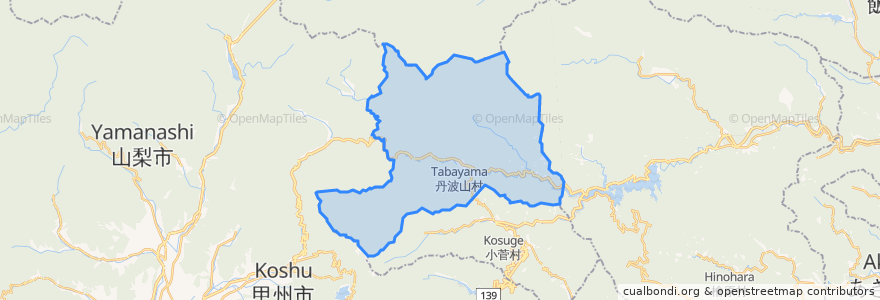 Mapa de ubicacion de 丹波山村.