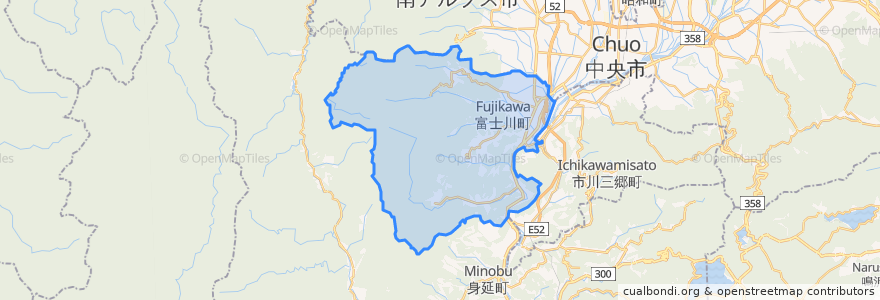 Mapa de ubicacion de 富士川町.