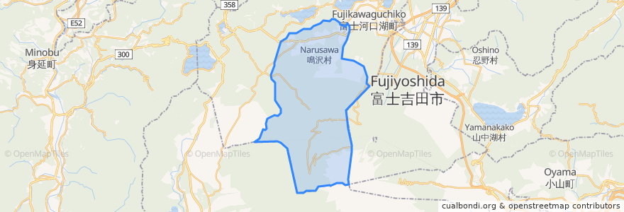 Mapa de ubicacion de 鳴沢村.