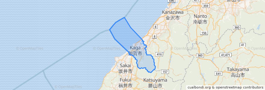 Mapa de ubicacion de Kaga.