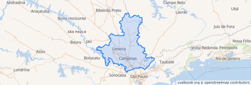 Mapa de ubicacion de Região Geográfica Intermediária de Campinas.