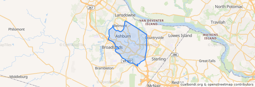 Mapa de ubicacion de Ashburn.