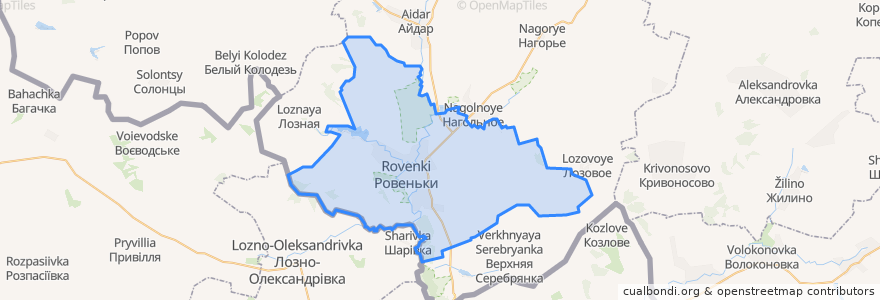 Mapa de ubicacion de городское поселение Ровеньки.