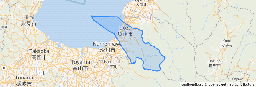 Mapa de ubicacion de 魚津市.