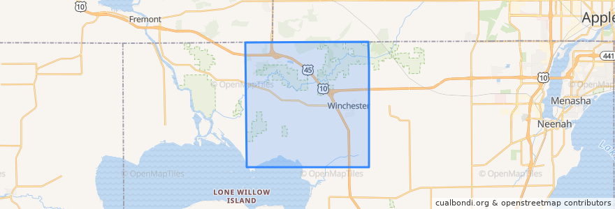 Mapa de ubicacion de Town of Winchester.