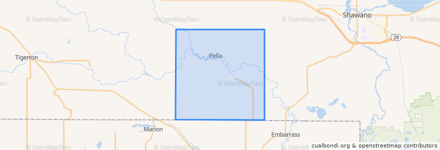 Mapa de ubicacion de Town of Pella.