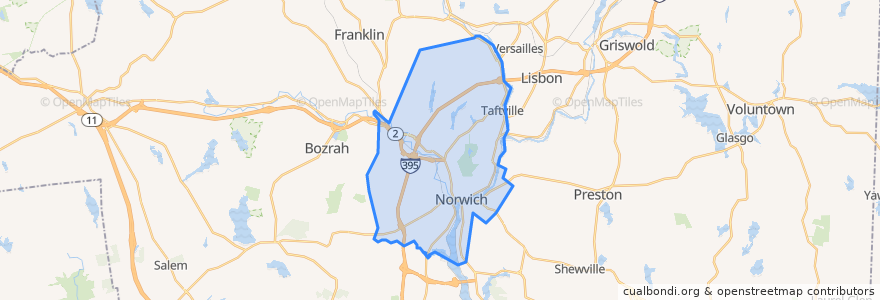 Mapa de ubicacion de Norwich.