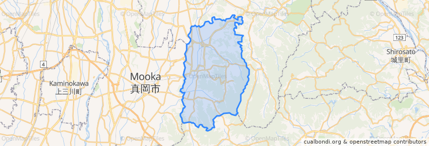 Mapa de ubicacion de 益子町.