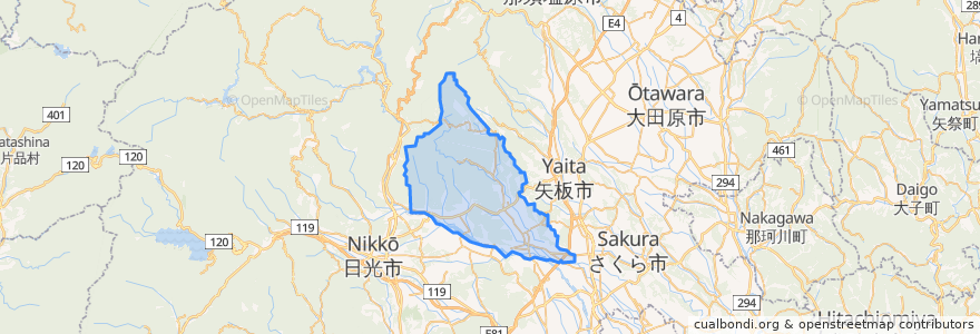 Mapa de ubicacion de 鹽谷町.