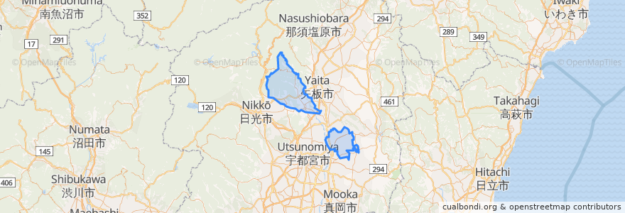 Mapa de ubicacion de 塩谷郡.