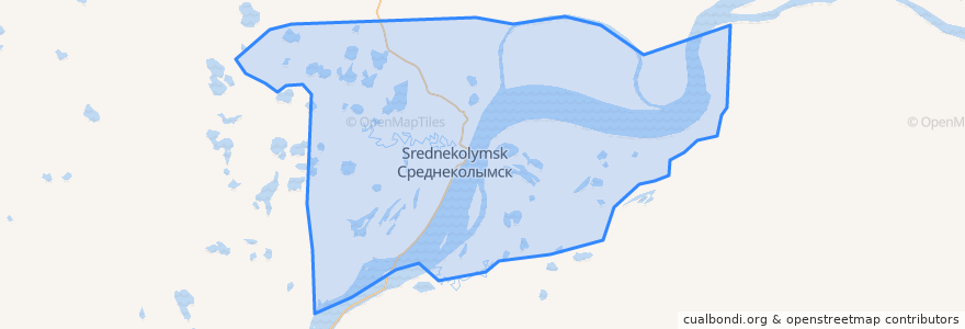 Mapa de ubicacion de городское поселение Среднеколымск.