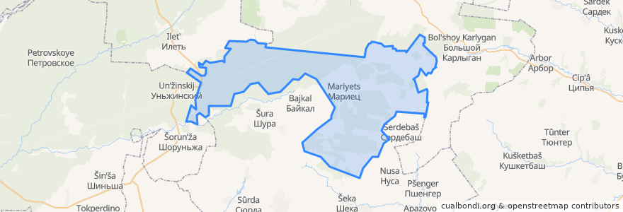 Mapa de ubicacion de Марийское сельское поселение.