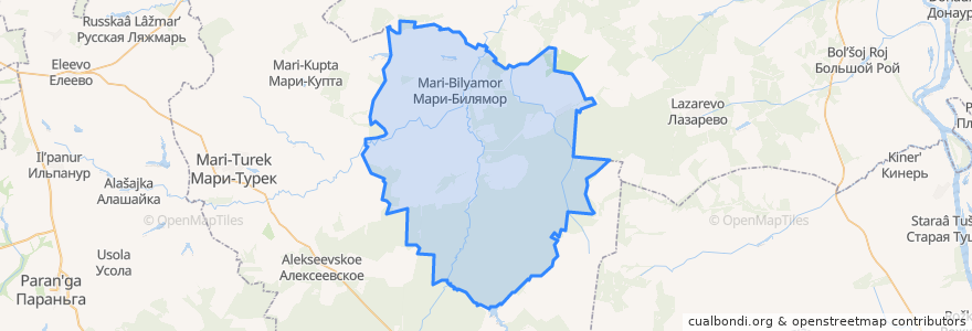 Mapa de ubicacion de Мари-Биляморское сельское поселение.