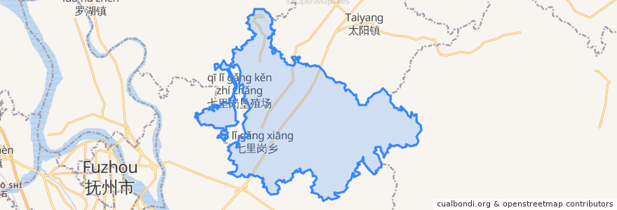 Mapa de ubicacion de 七里岗乡.